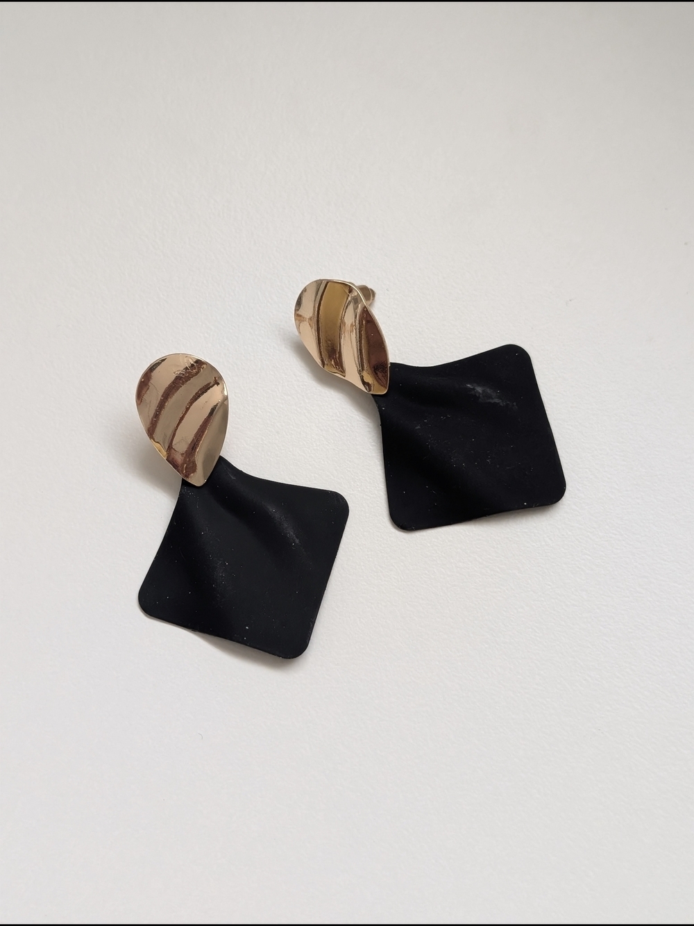 Gold and Black Drop Earrings - Modern Geometric Women’s Jewelry